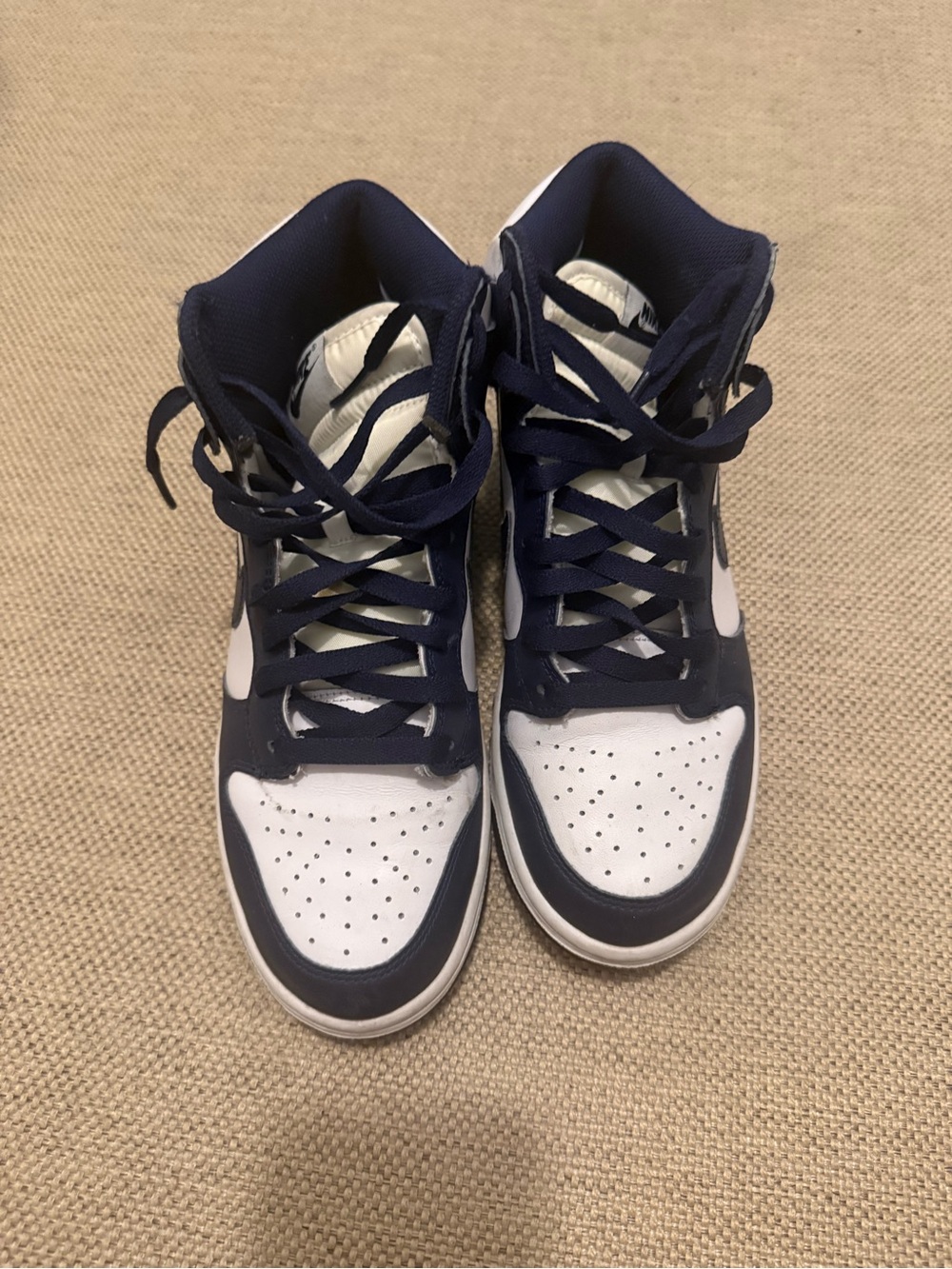 Youth Navy & White High Top Nike Dunks